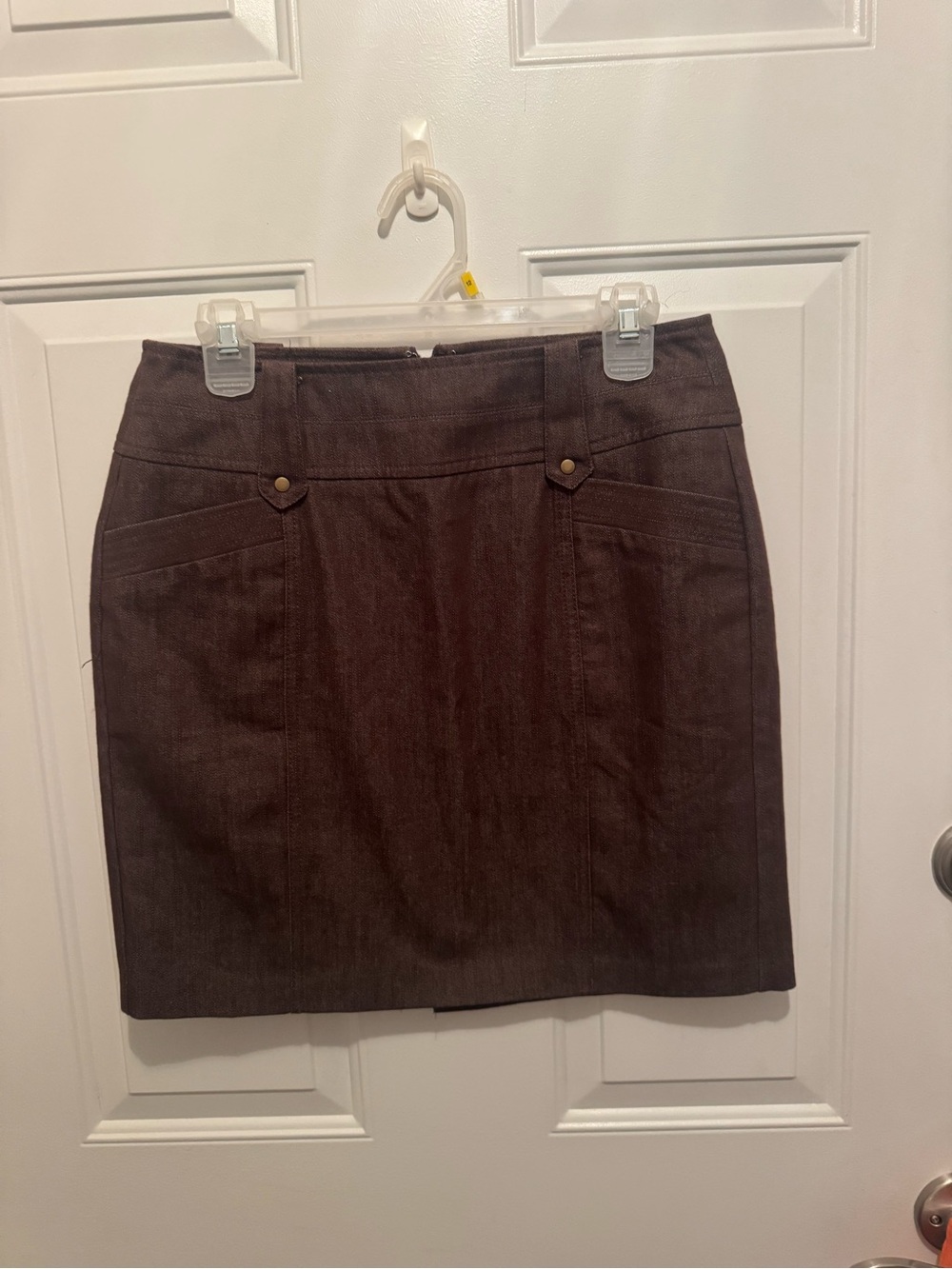 Dress Barn Brown Pencil Skirt with Front Stitch Detailing